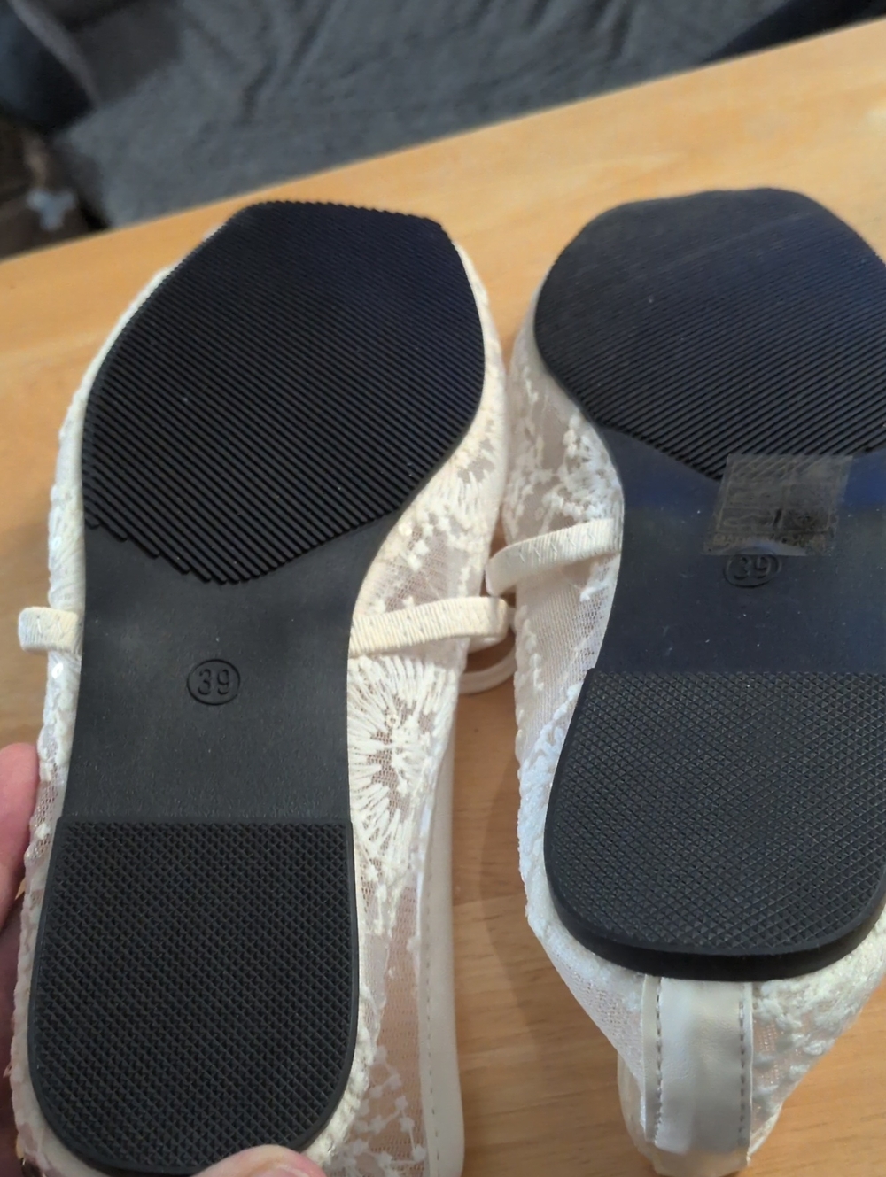 Lace With Sequin Off White Ballet Flats Size EUR 39 - Picture 3 of 4